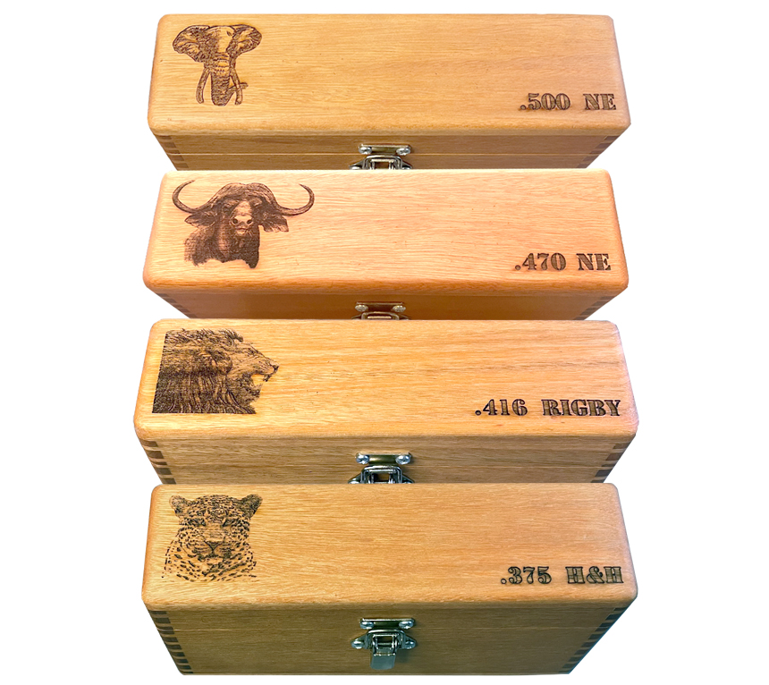 In-Stock Exotic Wood Rifle Ammo Box - 20 Round Capacity: African