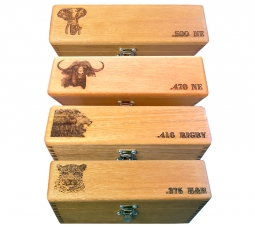 In-Stock Exotic Wood Rifle Ammo Box - 20 Round Capacity