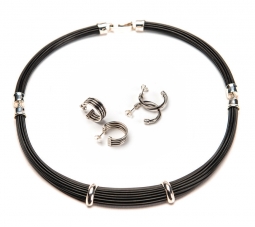 Gemsbok Horn and Silver Choker & Earring Set