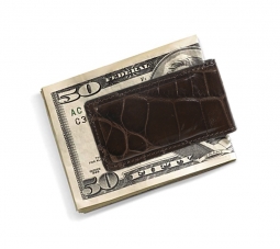 Nile Croc Magnetic Money Clip in Espresso