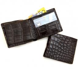 Crocodile Bi-Fold Wallet in Espresso