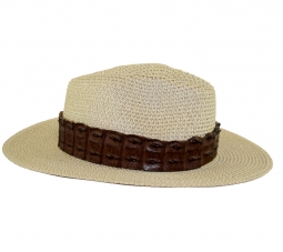 Hat with Nile Croc Band in Espresso