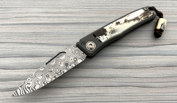 Rinkhals Damasteel Rose in Stabilized  Warthog Ivory