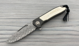 imambaⓇ Flipper Damasteel Rose in  Natural Warthog Tusk