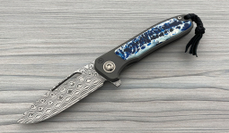 imambaⓇ Flipper Damasteel Rose in Blue Kudu Bone