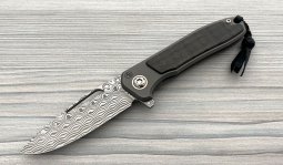 imambaⓇ Flipper Damasteel Rose in Uni-Black Carbon Fiber
