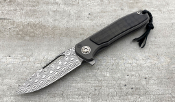 imambaⓇ Flipper Damasteel Rose in Uni-Black Carbon Fiber