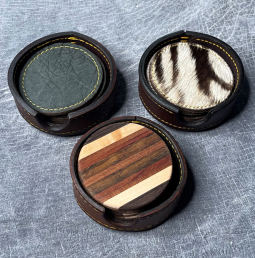 Exotic Hide or Wood Coaster Sets