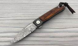 Rinkhals Flipper Damasteel in Desert Ironwood