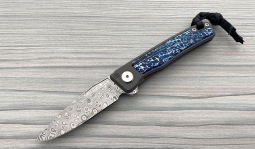 Rinkhals Flipper Damasteel in Blue Kudu